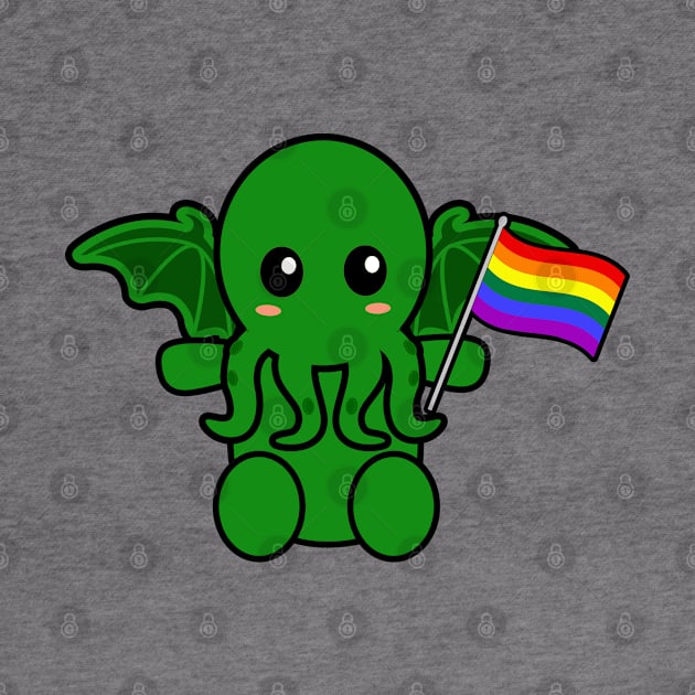 Cthulhu with an LGBTQ flag by LunaMay